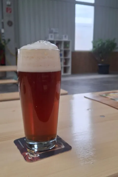 Frisch gezapftes Schani im Glas in der Braustube